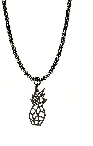 Dustill Halskette Schwarz Edelstahl Geometrisches Design (Ananas)