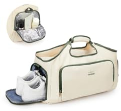 HYC00 Sporttasche Damen mit Schuhfach Weekender Bag Travel Bag Reisetasche Damen Handgepäck Tasche für Sport Schwimmtasche Wasserdicht Fitnesstasche Trainingstasche Krankenhaustasche,Beige