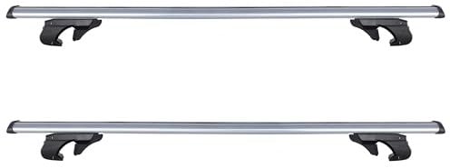 Auto Accessori Lupex - Barre portapacchi portatutto universali da 135 cm per tettuccio auto, con serratura antifurto, per binari rialzati larghezza fino a 120cm - Conf da 2 pezzi, Grigio