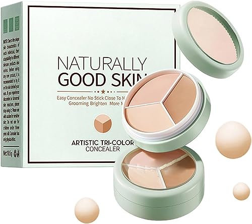 Artistic Tri-Color Concealer, Full Coverage Face Concealer Makeup, Waterproof Tri-Color Full Coverage Concealer Palette, Conceal Redness, Dark Circles & Acne Marks Color Corrector (3pcs)