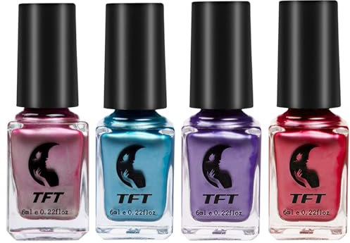 4Pcs Metal Nail Polish, Mirror Nail Varnish,Quick Drying Metallic Effect Nail Art Polish, Silver Plating Metallic Nail Polish No UV Needed, Magic Mirror Gel Polish For Chrome Nail