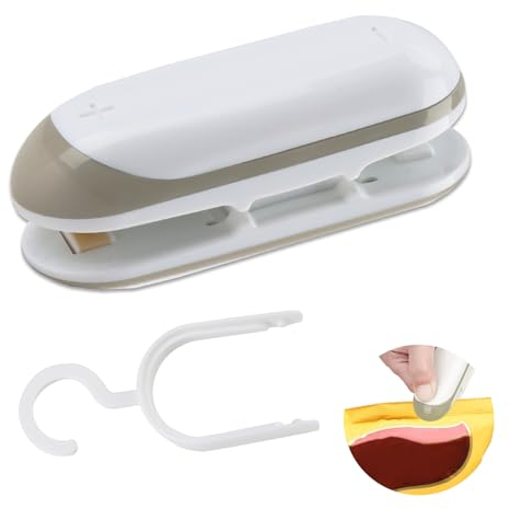 2-in-1 Mini Bag Sealer with Hook, Portable Heat Vacuum Sealer Plastic Small Home Snack Easy Sealer & Cutter for Kitchen Camping Travel Resealer Machine for Cookie Chip Pet Food Preservation