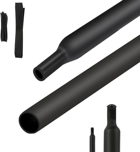 GUOYIHUA 4:1 Guaina Termorestringente, Ø4/20mm, Tubo Guaine Termoretrattile Nero 2M, Doppia Parete Con Colla Termorestringente per Cavi Elettrici, Guaine Termorestringenti per Cavi Elettrici
