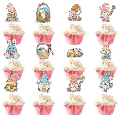 Easter Cupcake Topper, Happy Easter Cupcake Toppers, Easter Party Supplies Cake Decoration(24pcs)