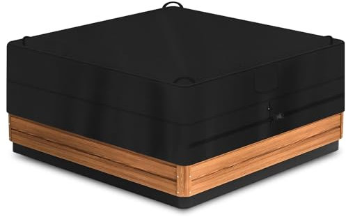 YMPPMKN Housse de Protection Spas,Bache Spa Tissu Oxford 600D Robuste avec Boucles et Cordon de Serrage, Imperméable, Coupe-Vent, Résistant aux UV Couverture de Spa (220 * 220 * 85cm,Schwarz)