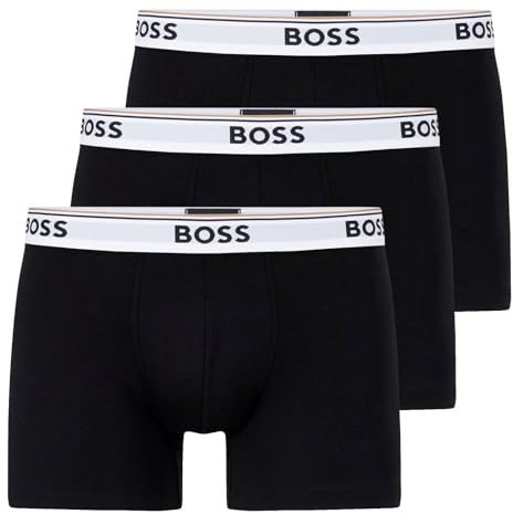 BOSS 3er Pack Herren Power Long Boxer Boxershorts Unterhosen Cotton Stretch, Farbe:Schwarz, Wäschegröße:2XL, Artikel:-994 Open Black