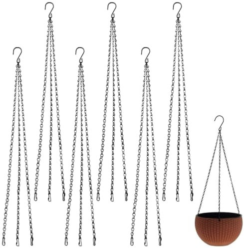 FS-PINGXIANG 6pcs Black Heavy Duty Hanging Basket Chains 3 Point 18 (45cm) Metal Replacement Chain For Hanging Basket Bird Feeder Flower pots and Ornaments