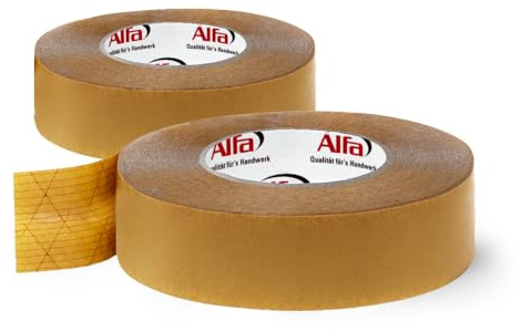 Alfa 2x Montageband 50 mm x 50 m – Doppelseitiges Montageklebeband (100 m) | Profi-Qualität - Für die schnelle Montage von Dampfsperren und Dampfbremsen - Hohe Alterungsbeständigkeit - Hohe Klebkraft