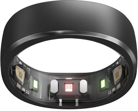 RingConn Gen 1, Smart Ring für Damen/Herren, Kein App-Abonnement, Größe zuerst mit Größenkit, Smart Ring Health Tracker, 7 Tage Akkulaufzeit, Fitness & Schlaf-Tracker für iOS & Android (Schwarz, Größe