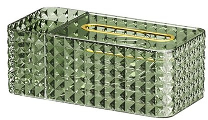 ZYFAB Acryl Rechteck Kosmetiktücherbox, Dekorative Diamant Muster Taschentuchbox Sparkling Tücherbox für Badezimmer Wohnzimmer Büro Home Decor,Grün