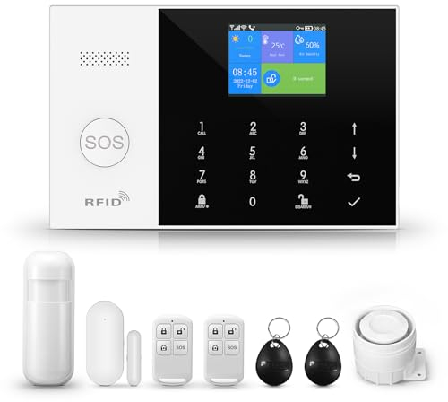 LWOHSI System di allarme per la sicurezza domestica, kit allarme WiFi+GSM con avviso APP telefono, sensore porta/finestra, telecomando per casa, appartamento