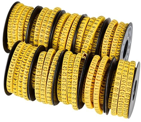 Cable Marking Tubes 10 Roll Cable Markers Number Tube EC 1/2.5/4/6 Square 0 to 9 Wire Label Pipe Network Line Sleeve Concave Antiskid PVC Insulation Wire Numbering Marker(1.5 Square)