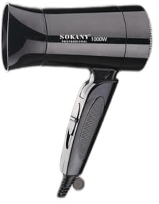 Secador de Pelo de Viaje con Mango Plegable, profesional 1000W de Secado Rápido, 2 Ajustes de Calor y Velocidad, Botón de Aire Frío, Diseño Ligero y Compacto (3666)