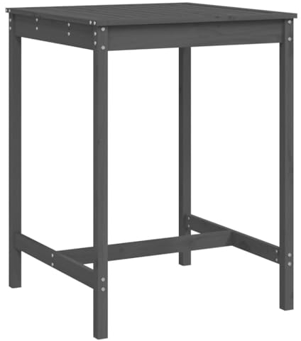SDWEHO7 Stehtisch Bartresen Holz 110 cm Hoch Indoor Outdoor Bistrotisch Biertisch Gartentisch Bartisch Partytisch Balkontisch, Grau 82,5x82,5 cm Massivholz Kiefer