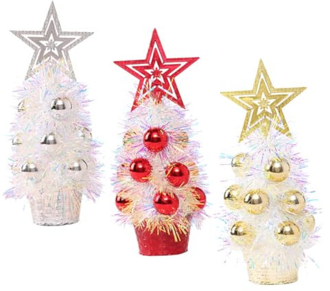 LABRIMP 3pezzi Mini Albero Di Natale Decorativo Piccole Decorazione Da Tavolo Per Feste Natalizie e Addobbi Domestici