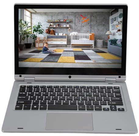 VBESTLIFE Portátil de 11,6 Pulgadas con Pantalla Táctil FHD, Portátil de Negocios Convertible 2 en 1 de 360 ​​Grados con Procesador N4020, 6GB de RAM, SSD de 128G, 11 (6+128G Enchufe