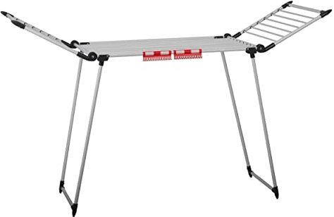 Massido Wäscheständer Ausziehbar Platzsparend Wäscheflügeltrockner Wäschetrockner Ständer Stabiler Standtrockner Mit Rutschfesten Füßen Trockenfläche 19 M Debora Weiß 174 x 61 x 108 cm