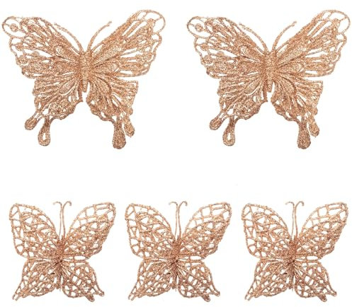 16 Stück Schmetterling Christbaumschmuck mit 16 Stück Kleiner Clip, Weihnachtsschmuck Schmetterling Weihnachtsbaum Anhänger, Baumschmuck Schmetterling für Erntedankfest Weihnachtsdekoration (A)