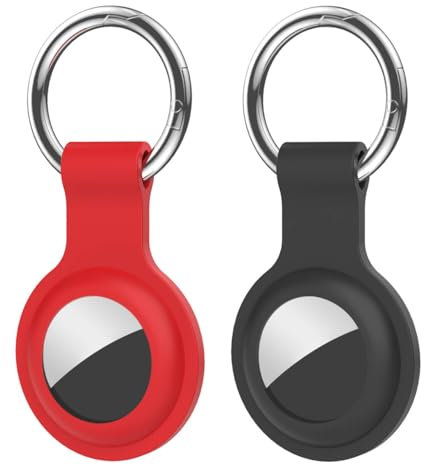 2 Stück Silikon Hülle Schlüsselanhänger,Schutzhülle aus Silikon,Hülle Schlüsselanhänger,Silikon Case Cover Kratzfest,Tragbar Keyring Abdeckung,Silikon Hülle für Schlüssel,Tasche(Schwarz+Rot)