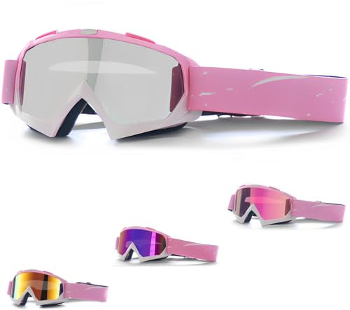 DONGZQAN Skibrille Damen Rosa, Skibrille Brillenträger Damen, Skibrillen Unisex OTG Mit Schaumstoffpolsterung, Geeignet für Outdoor-Sportarten (C)