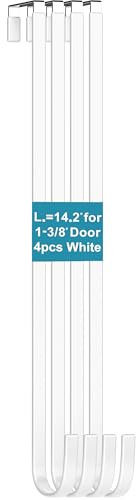 Wreath Hanger Over the Door Hooks 4 Pcs 14.2 Fit 1 3/8 Door, Not for Front Door White Plastic Coating for Hanging Towel Robe Coat Hanger for Bathroom Bunk Ironing Board Holder Thin Single Heavy Duty