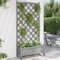 Jardinière avec treillis et roulettes 90 x 35 x 187,5 cm en bois de sapin massif, plate-bande surélevée avec treillis et roues pour plantes grimpantes, terrasse, balcon, jardin, gris