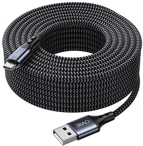 3BAO USB C Kable 4M, Extra Lang USB C Ladekabel Nylon PS5 Controller Ladekabel USB Typ C Kable für IPhone 16/15, Samsung Galaxy S24/S23/S22,Note 10 9 8,PS5,LG V30 V20 G6 G5,Moto,Huawei P30 Mate30,Sony