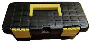 Werkzeugkiste aus Kunststoff – 25x12,5x10 cm – Schwarz/Gelb – mit Inneneinsatz & Schlossmöglichkeit – Werkzeugkasten für Heimwerker, Garage & Werkstatt