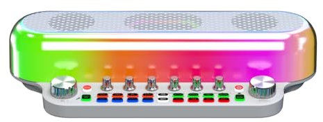 Juqoyue Altavoz de Karaoke Portátil con Dos Micrófonos Tarjeta de Sonido Inalámbrica Bluetooth Altavoz Tarjeta de Sonido en 1 para FamilyKTV