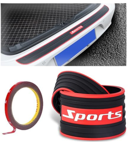 JAWUZ Protezione Paraurti Posteriore Auto Universale 90x9CM, Nastro Paracolpi Gomma Nero per Bagagliaio, Protettore Antiscivolo Antigraffio Paraurti Auto SUV Pickup con Adesivo