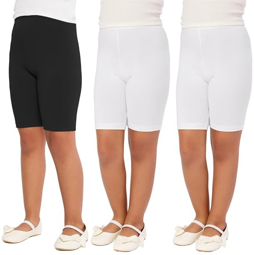 Merry Style Mädchen Kurze Leggings aus Baumwolle MS10-227 (Schwarz/Weiß/Weiß, 134 cm)