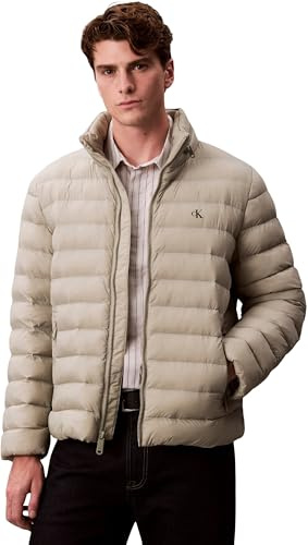 Calvin Klein Herren Steppjacke Nylon Puffer mit abnehmbarer Kapuze, Grau (Forest Fog), M