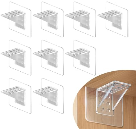 12pcs Adhesive Shelf Bracket,No-Screw Shelf Support Peg,L-Shaped Support Racks,Partition Pin for Furniture,Shelf Pegs for Shelves,for Kitchen Clapboard Layer Cabinet Book Shelves