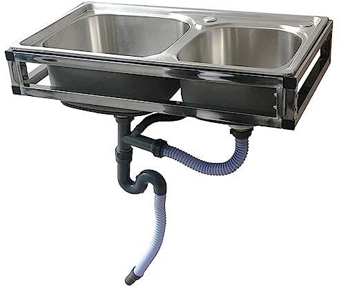 CAFIEDR Waschtische, Edelstahl-Wandwaschbecken für gewerbliche Restaurants, Waschbecken mit Wasserhahn und Abfluss, Mehrzweck-Waschtisch für die Waschküche in Garagen, (Ohne Wasserhahn)