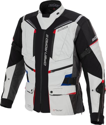 Büse Open Road III wasserdichte Motorrad Textiljacke, weiß/grau, 56 | Wasserdicht