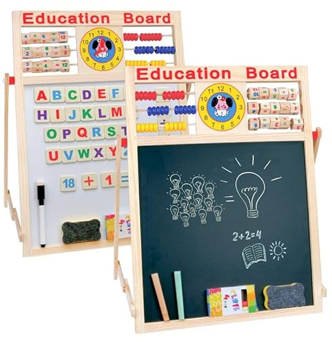 KUKUTrue® Montessori Spielzeug 3 4 5 6, Spiele ab 3 Jahren, Holzspielzeug ab 3 Jahre, Tafel Kinder, Lerne Alphabet, Mathe-Lernspielzeug, Geschenk 3–6 Jahre Junge Mädchen