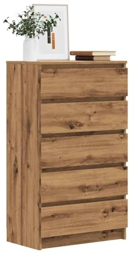 CIOURSTO Kommode, Schlafzimmermöbel mit 5 Schubladen, Anrichte für Flur, Schlafzimmer, Wohnzimmer, Badezimmer, 60 x 36 x 103 cm (Artis-Eiche)