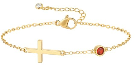 SEFORICO Gold Bracelet for Women - October Birthstone Jewellery Cross Bracelets with Adjustable Chain Birthday Gifts for Her Dainty Bracelet Christmas Day Gift for Girlfriend Sister Daughter