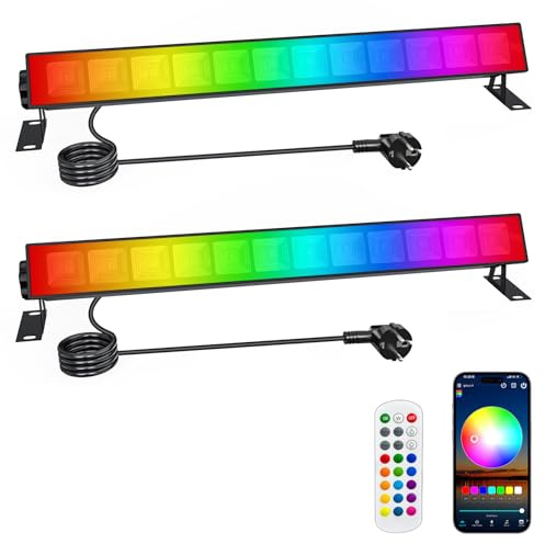 CREATESTAR Faretto LED RGB Esterno 30W, Barra LED RGB da Esterno con APP Bluetooth e Telecomando 2.4G, Memoria Funzione, Funzione Timer, IP66 Impermeabile Proiettore RGB per Bar Feste Giardino