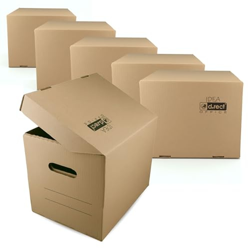 D.RECT Archivbox A4 6er Set KEEP.IT IDEA säurefrei 360 g/m² | Säurefreier Archivierungskarton, 360 g/m² Stärke, 250 x 340 x 260 mm, Für Dokumente, Akten und Kataloge