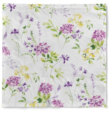 Mank Tissue Serviette Esther 40 x 40 cm oder 33 x 33 cm – 3-lagig, 100 Stück, weich & reißfest, Blumenmotiv, Premium Einweg Servietten für Feier, Hochzeit (33 x 33 cm)