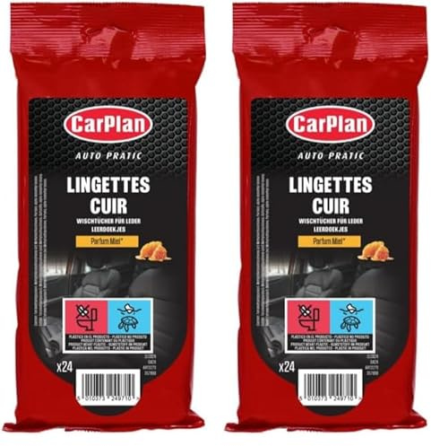Carplan Auto Pratic 24 Lingettes Nettoyantes Cuir Parfumées Miel (Lot de 2)