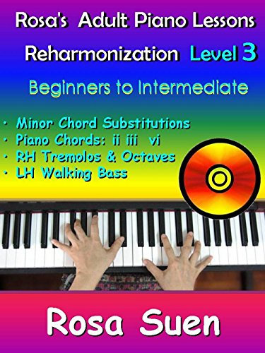 Rosa’s Adult Piano Lessons With Videos - Piano Reharmonization Level 3 - Minor Chord Substitutions: Intermediate Song: Away In A Manger (Piano Tutorials Book 1) (English Edition)