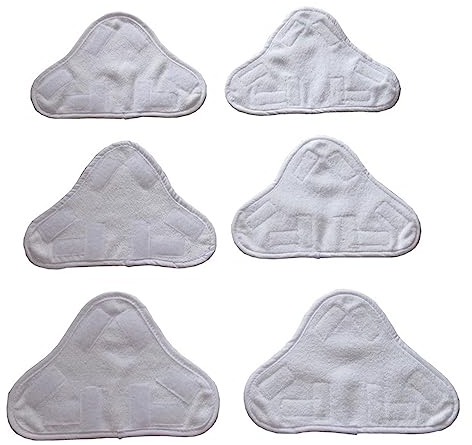 6 pièces Lingettes Recharge, Housses en Microfibre Balai Vapeur Steam Accessoire pour Nettoyeur Vapeur Hot Spray , Patins triangulaires pour Balai Vapeur - Lavables en Machine-Accroches en Velcro