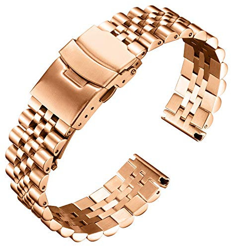 BINLUN Bracelets de Montres en Acier Inoxydable 18mm 20mm 22mm 24mm 26mm Bracelet Montre Metal Remplacement pour Homme et Femme avec 26 Couleurs - Or, Argent, Noir, Or Rose, Deux Tons