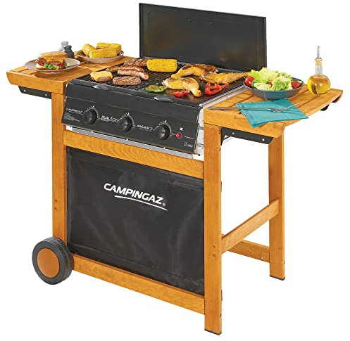 1PEZZO BARBECUE DUALGAS ADELAIDE 3 WOODY DG IN ACCIAIO E LEGNO DI FAGGIO