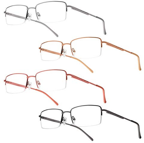 UrbanSky Lesebrille Warrick von - Metalllesebrille mit Federscharnieren im 4er-Pack (+1,50 dpt)