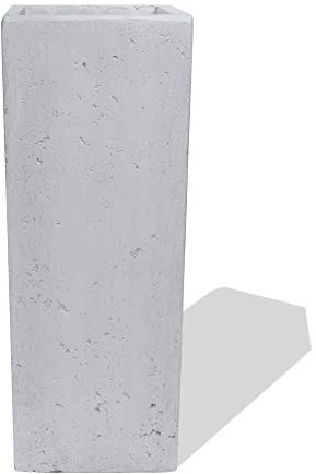 Köhko® Blumenkübel aus Fiberglas Pflanzkübel Blumentopf 26x26x61 cm Elfenbeinfarben Säuletopf