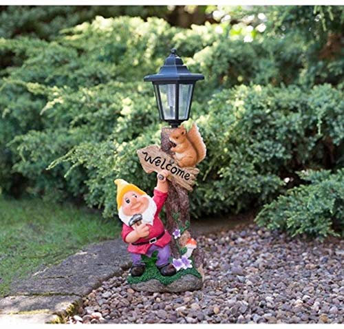 Amazing New Garden Gnome Solar Lamp Post Light Ornament Statue Ideal For Outdoor Garden, Yard ,Park Decorations (yellow Hat)
