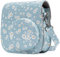 Frankmate Housse pour Fujifilm Instax Mini 11/9/8/8 + Appareil Photo Instantané - Sac de Caméra en Cuir Voyage Caméra Cover Case Sac avec bandoulière Amovible (Flowers Dark Blue)